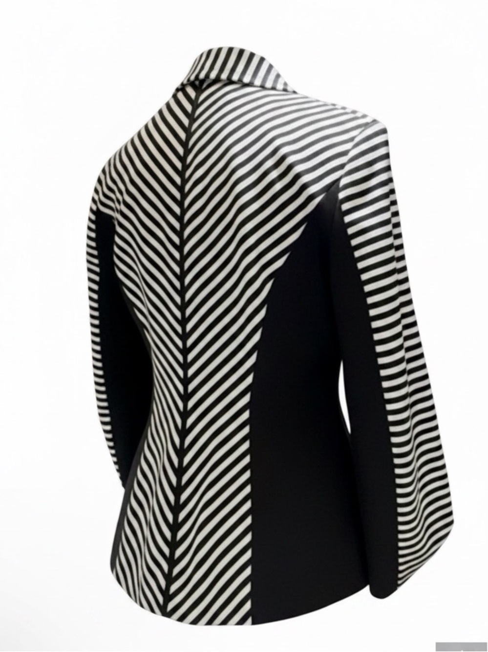 Iris Black White Striped Sculpted Blazer Size 4 Architectural Tailored Like-New - Picture 4 of 10
